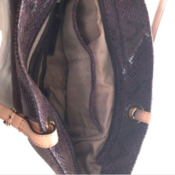 Michael Kors Jet Set Tote Purple Snake Embossed Shoulder Bag Very  Clean - Picture 11 of 12